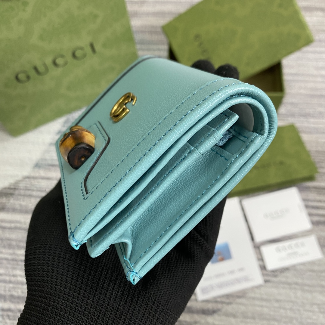 Gucci Diana Card Case Wallet 658244 Light Blue